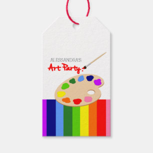 Étiquettes-cadeau Rainbow Paint Palette Art Anniversaire