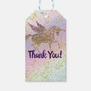 Étiquettes-cadeau Rainbow Pastel Gold Parties scintillant Imaginaire
