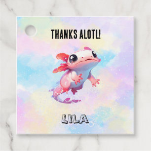 Étiquettes Cadeau Rainbow Pink Axolotl Anniversaire Favoriser Tags