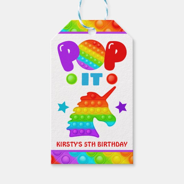 Étiquettes-cadeau Rainbow Pop It Fidget Toy Anniversaire (Devant)