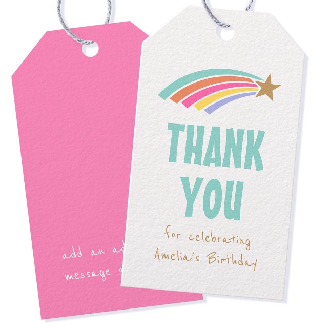 Étiquettes-cadeau Rainbow Shoot Star Anniversaire Merci Party (Créateur téléchargé)