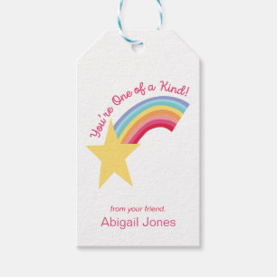 Étiquettes-cadeau Rainbow Shooting Star Retro Valentine's Day