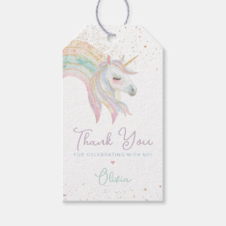 Étiquettes-cadeau Rainbow Unicorn Pastel Anniversaire