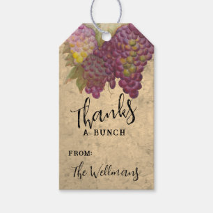 Étiquettes-cadeau Raisin d'Aquarelle de Vignoble Rustique Merci