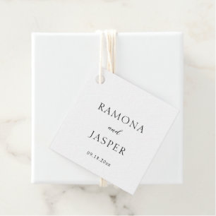 Étiquettes Cadeau Ramona Noir et Blanc Minimal Mariage élégant