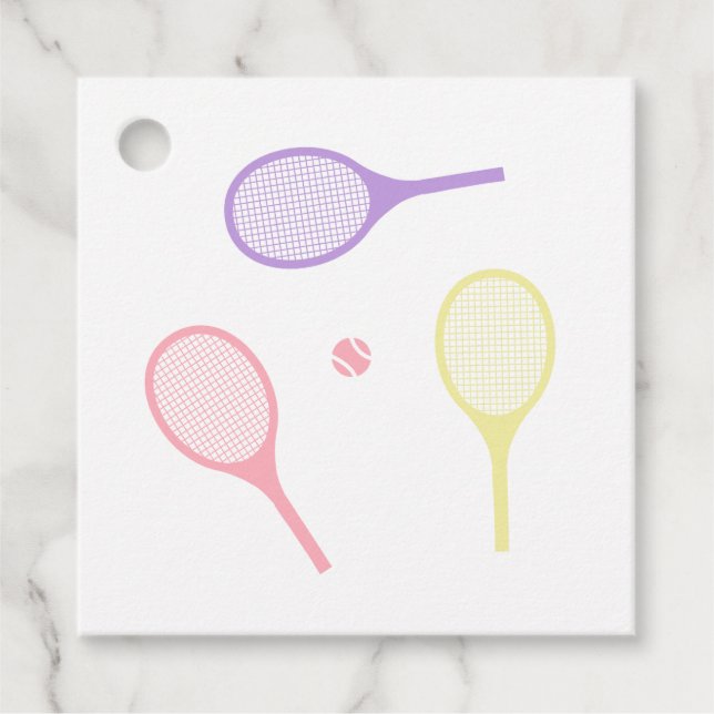Étiquettes Cadeau Raquettes de tennis Pastel (Devant)