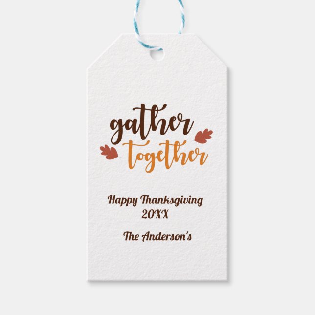 Étiquettes-cadeau Rassemblez les couleurs d'automne de Thanksgiving (Devant)