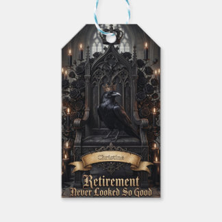 Étiquettes-cadeau Raven King on Throne Retirement with Custom Name