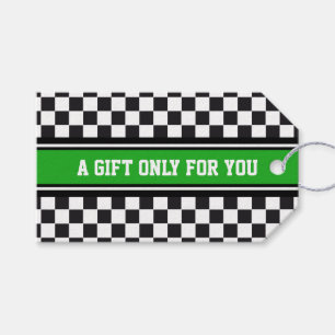 Étiquettes-cadeau RAYURES de SPORTS - blanc noir vert + votre texte