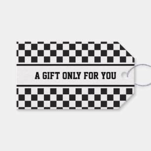 Étiquettes-cadeau RAYURES de SPORTS - blanc noir + votre texte