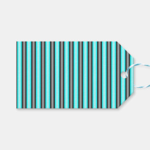 Étiquettes-cadeau Rayures d'effet en métal 3D noir et bleu néon mode