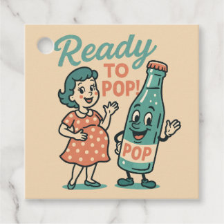Étiquettes Cadeau Ready to Pop Retro 1950s Maternity Baby Shower 