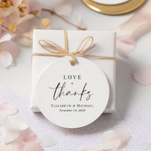 Étiquettes Cadeau Réception de mariage d'amour et de gratitude