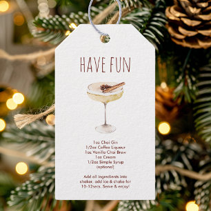 Étiquettes-cadeau "Recette Chai Gin Cocktail Festive Holiday