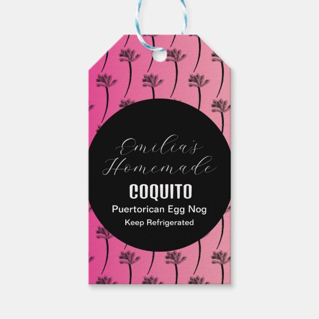 Étiquettes-cadeau Recette de Coquito Boire Oeuf de noix de coco Nog  (Devant)