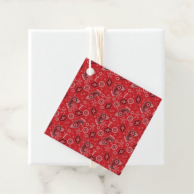 Étiquettes Cadeau Red Bandana Western Cowboy Ranch Aventure Amusemen (En situation)