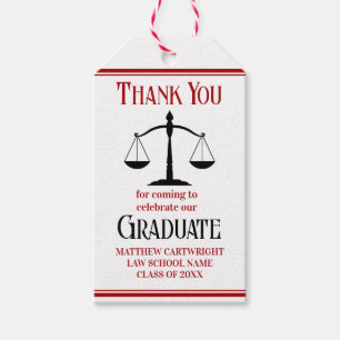 Étiquettes-cadeau Red Black Law School Custom Graduation Party