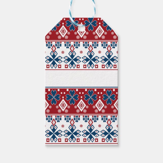 Étiquettes-cadeau Red blue ornament (Devant)