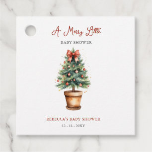Étiquettes Cadeau Red Bow Christmas Tree Joyeux petit Baby shower