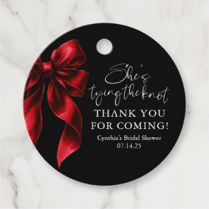 Étiquettes Cadeau Red Bow Elle noue le noeud Fête des mariées noire
