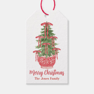 Étiquettes-cadeau Red Chinoiserie Topiary Custom Holiday