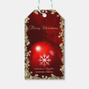 Étiquettes-cadeau Red Christmas Ball Gold Stars Company