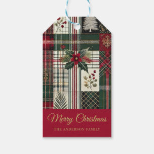 Étiquettes-cadeau Red Christmas Gig Rustic Plaid Tartan Motif