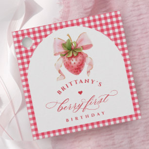 Étiquettes Cadeau Red En vichy Berry Premier anniversaire