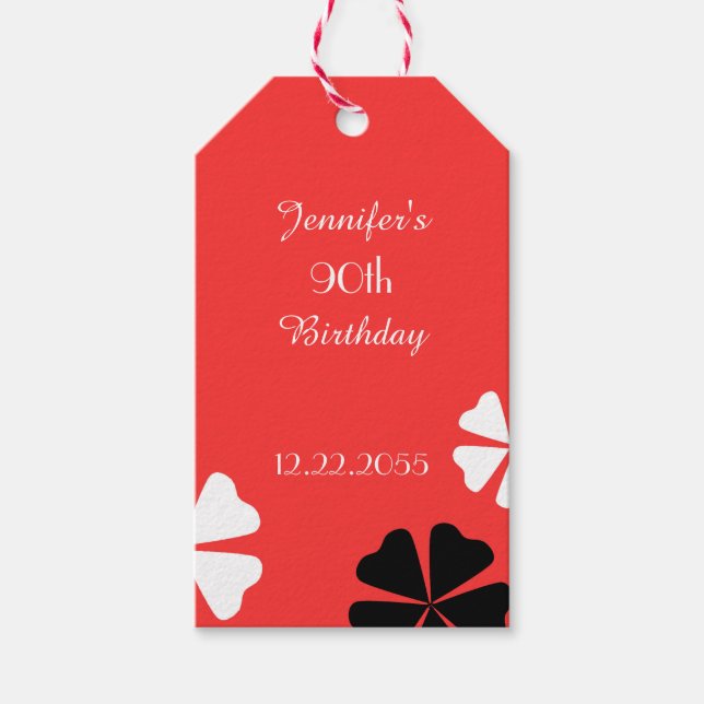 Étiquettes-cadeau Red Floral Thank You (Devant)