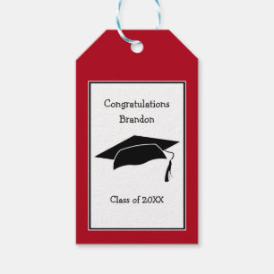 Étiquettes-cadeau Red Graduation Cap Félicitations Balises cadeaux