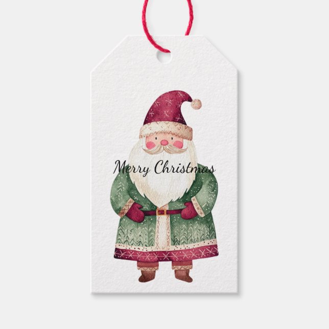 Étiquettes-cadeau Red Green Noël Père Noël (Devant)