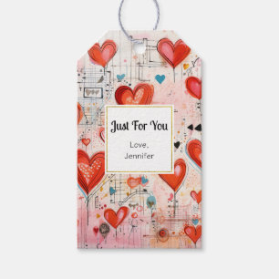 Étiquettes-cadeau Red Hearts Whimsical Love Motif Juste pour vous