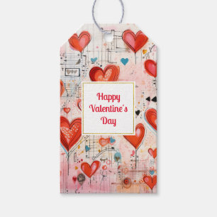 Étiquettes-cadeau Red Hearts Whimsical Love Motif Saint Valentin