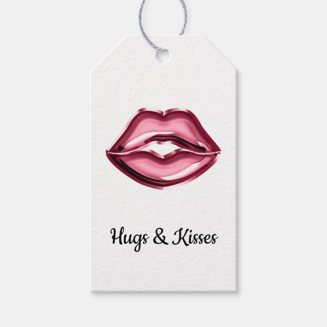 Étiquettes-cadeau Red Lips Kiss Hearts (Devant)