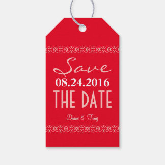 Étiquettes-cadeau Red Modern Enregistrer La Date Mariage Favour Tags