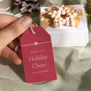 Étiquettes-cadeau Red Moderne Bow Simple minimum vacances Cheer