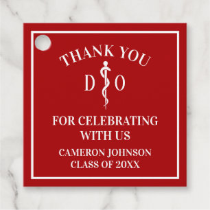 Étiquettes Cadeau Red Osteopathic Médicale School Graduation Party