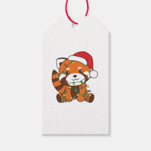Étiquettes-cadeau Red Panda Christmas Winter Animals Red Pandas