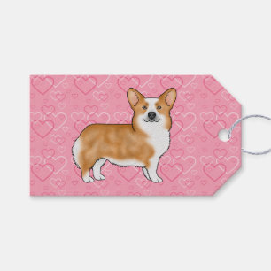 Étiquettes-cadeau Red Pembroke Welsh Corgi Love Heart Motif rose