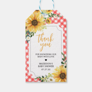 Étiquettes-cadeau Red Picnic Sunflower Baby shower Favoriser Tags