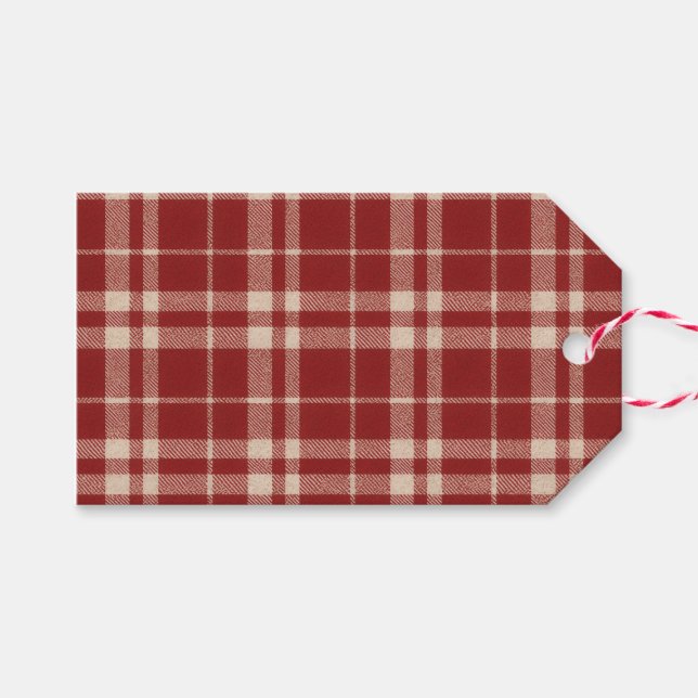 Étiquettes-cadeau Red Plaid (Devant (Horizontal))