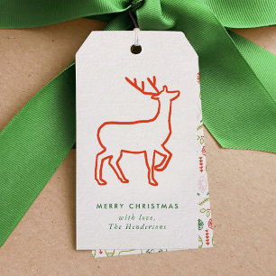 Étiquettes-cadeau Red Reindeer Scandinavian Christmas Tags cadeaux