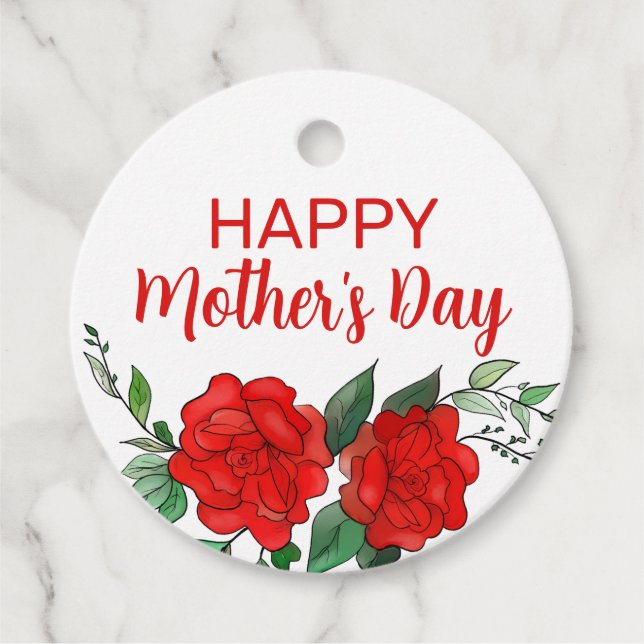Étiquettes Cadeau Red Roses Floral Bonne fête des mères (Devant)