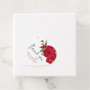 Étiquettes Cadeau Red Roses Florals Merci Coeur mariage