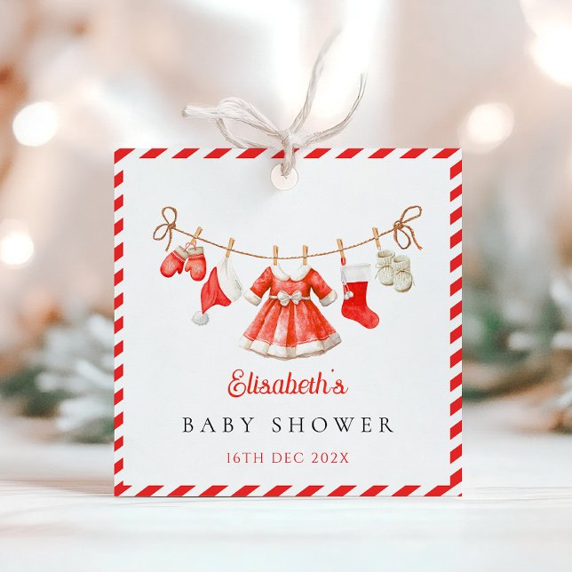 Étiquettes Cadeau Red Santa Baby Baby Shower (Créateur téléchargé)