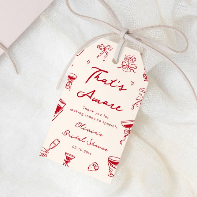 Étiquettes-cadeau Red Thats Amore Fête des mariées (Créateur téléchargé)