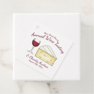 Étiquettes Cadeau Red Wine Glass Brie Cheese Tasting Charity Event