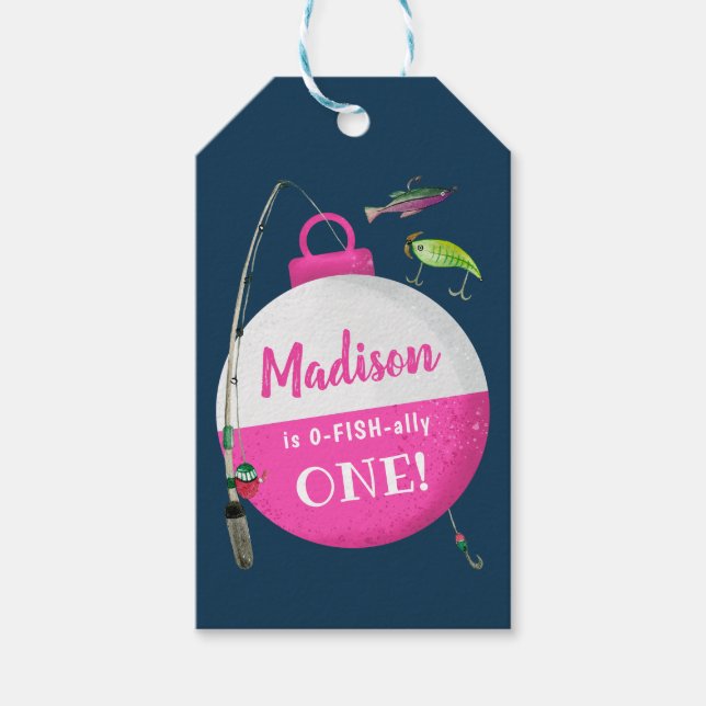 Étiquettes-cadeau Reeling dans le grand one Fishing Anniversaire (Devant)