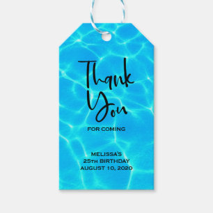 Étiquettes-cadeau Réflexions sur l'eau de la piscine bleu chatoyante