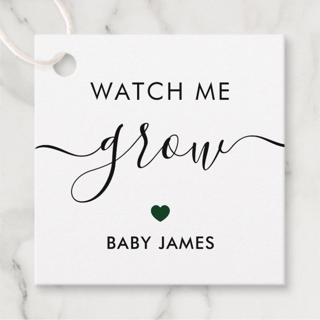 Étiquettes Cadeau Regarde-moi grandir, Baby shower Plante balise, ve (Devant)